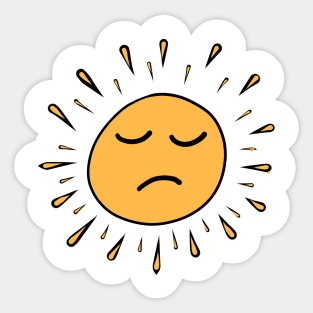 Sad Sun Feeling Hand Drawing Sticker